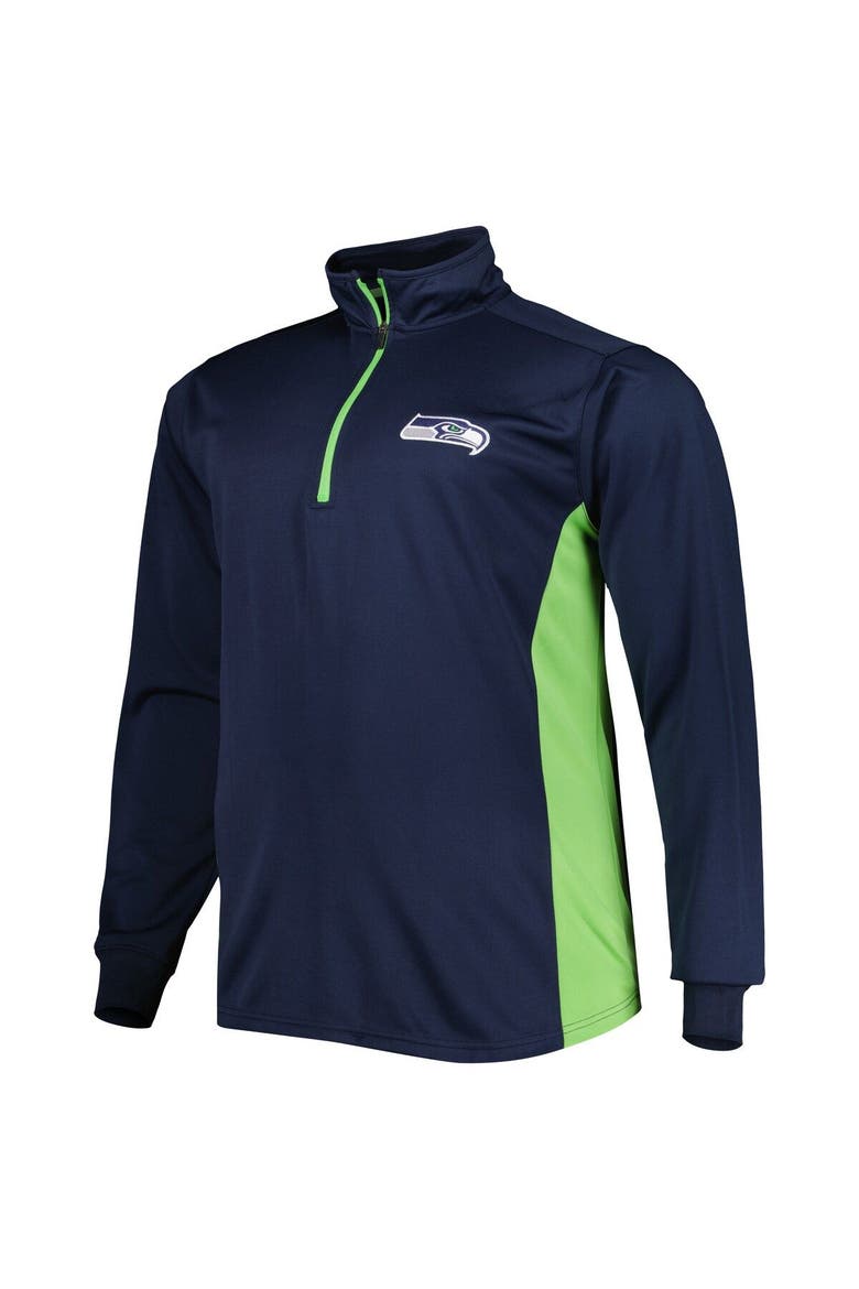 Men's College Navy Seattle Seahawks Big & Tall Quarter-Zip Top, Alternate, color, Navy