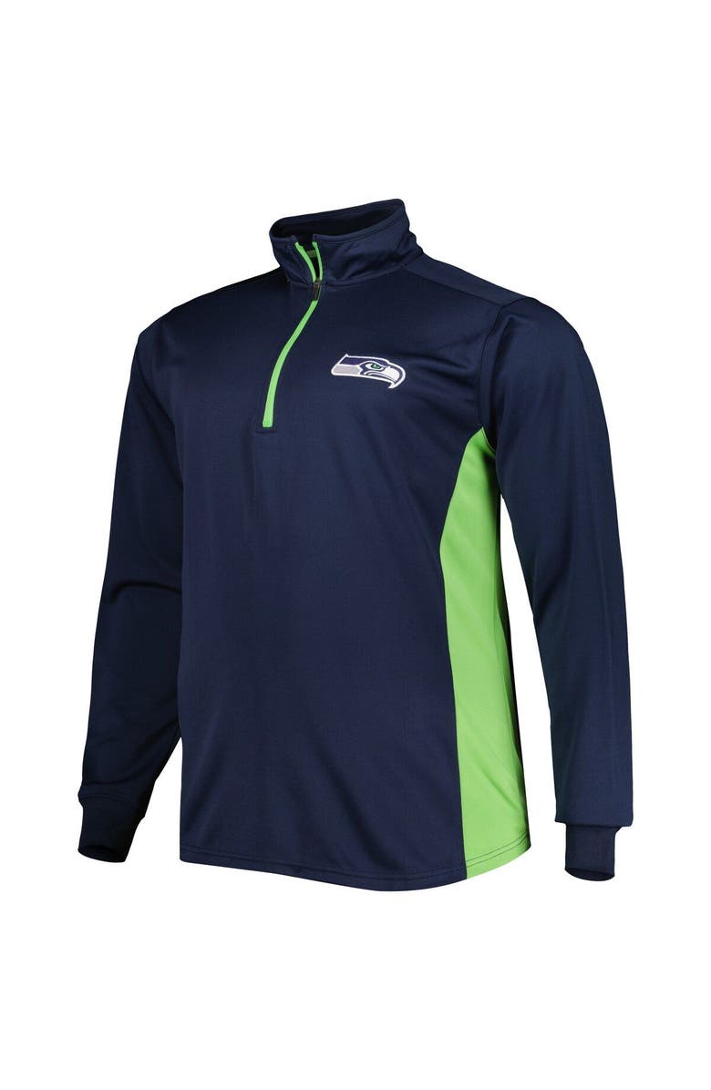 PROFILE Men's College Navy Seattle Seahawks Big & Tall Quarter-Zip Top, Alternate, color, 