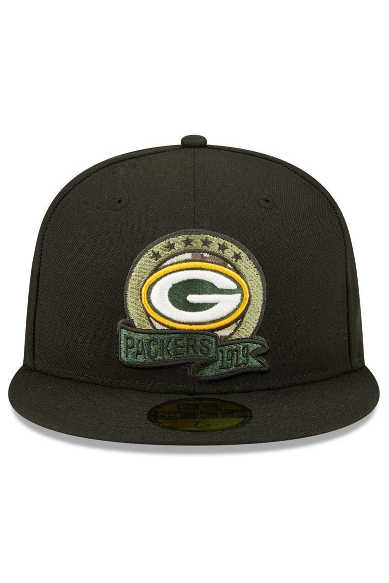 Men's New Era Black Green Bay Packers 2022 Salute To Service 59FIFTY Fitted Hat, Alternate, color, Black