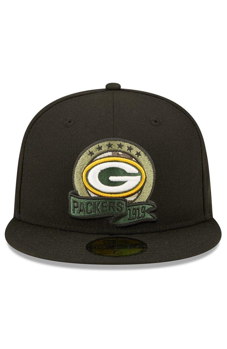 New Era Men's New Era Black Green Bay Packers 2022 Salute To Service 59FIFTY Fitted Hat, Alternate, color, 