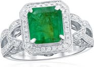 SOUZANA by Suzy Levian 14K White Gold 2.12ct Colombian Emerald & 1.00cttw Diamond Ring