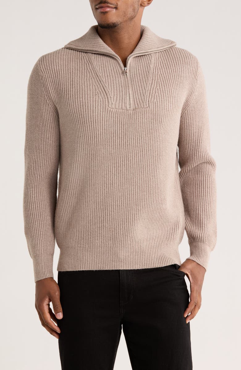 TRUTH Quarter Zip Pullover, Main, color, Taupe Heather