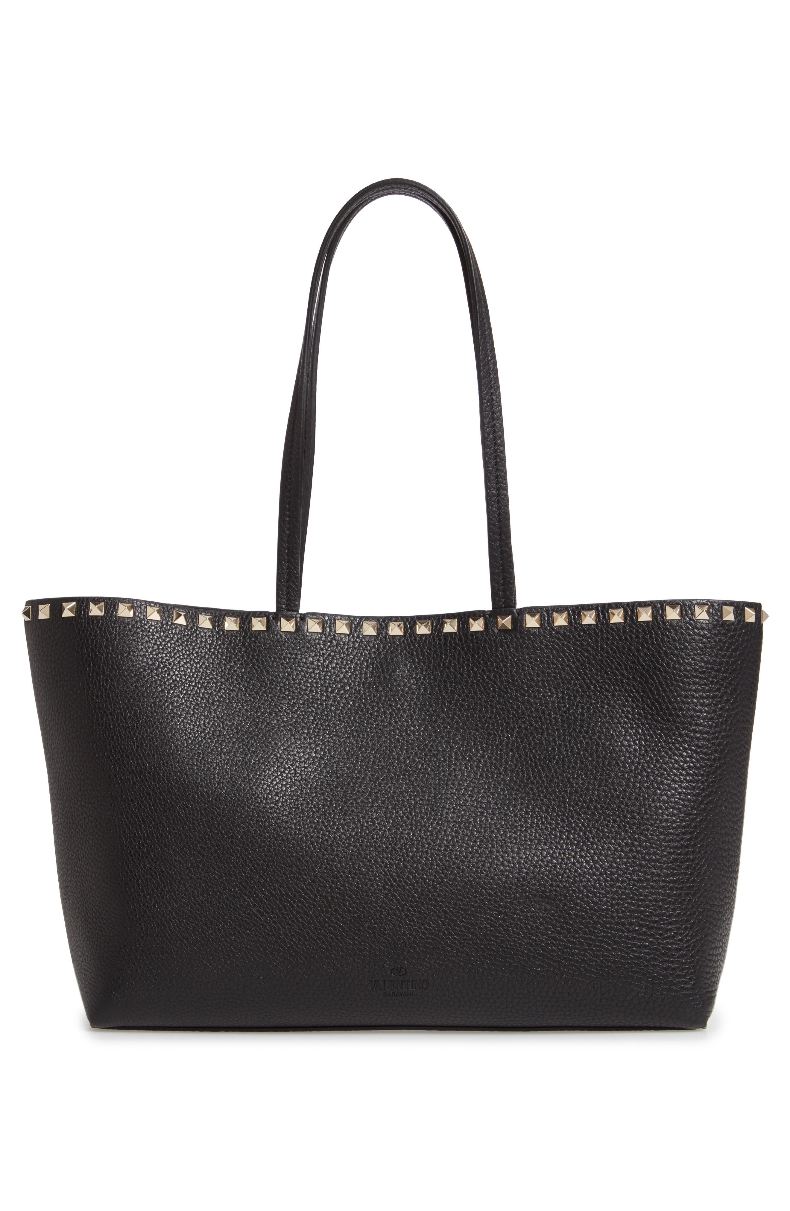 Valentino Garavani Small Rockstud Leather Tote, Alternate, color, 