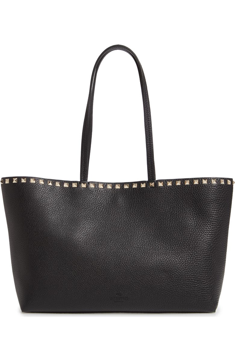 Valentino Garavani Small Rockstud Leather Tote, Alternate, color,