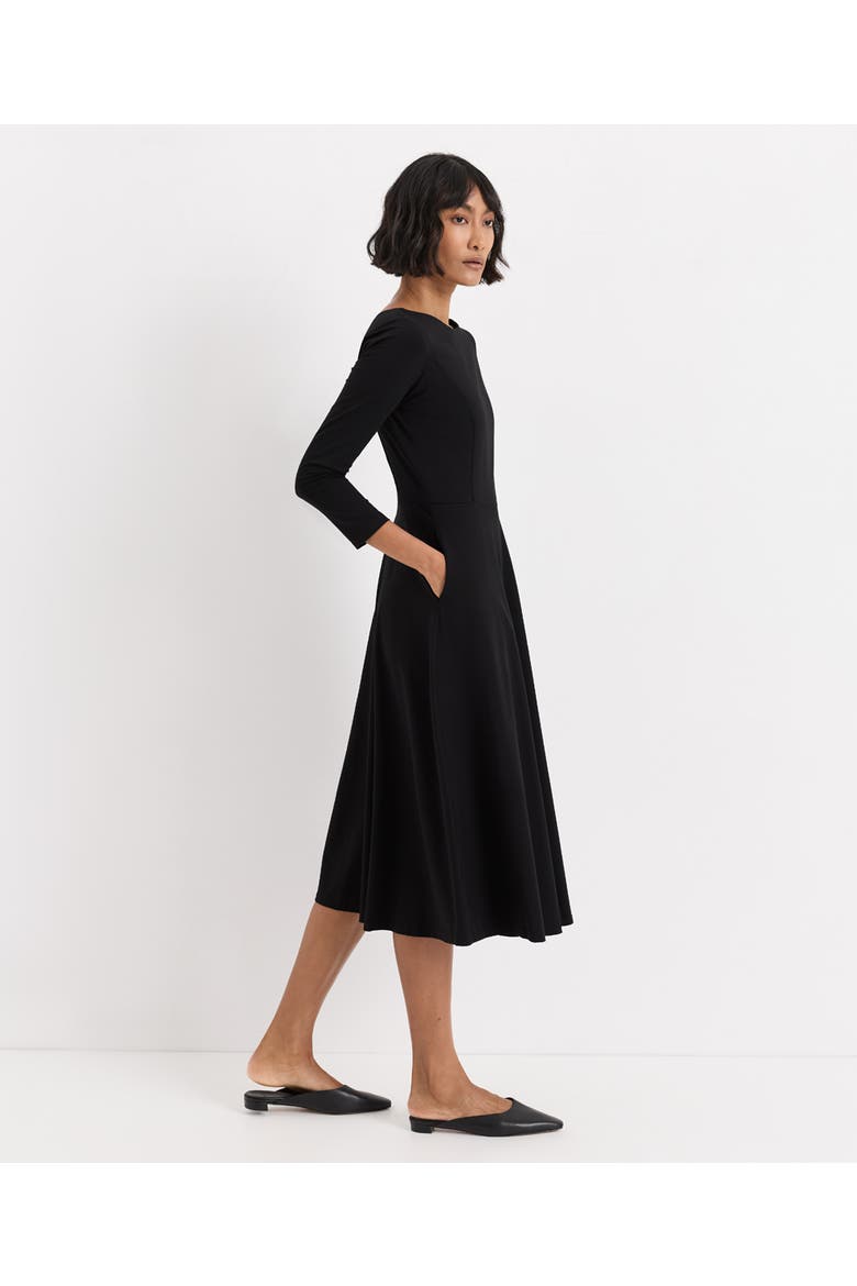 Fit & Flare Three Quarter Sleeve Ballet Dress Made with Organic Cotton, Alternate, color, Black