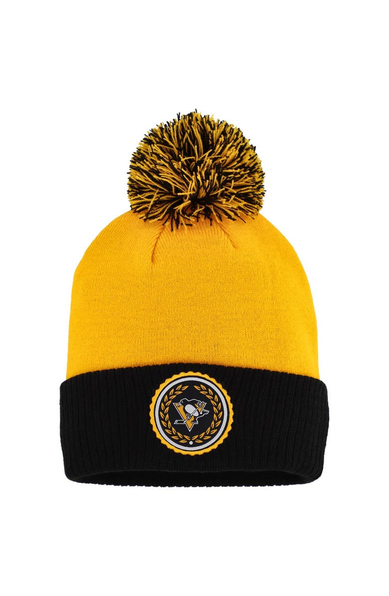 adidas Women's adidas Gold Pittsburgh Penguins Laurel Cuffed Knit Hat with Pom, Main, color, Gold