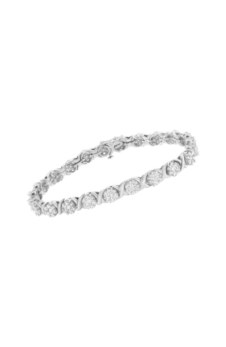 Haus of Brilliance 14K White Gold 4 7/8 Cttw Round Diamond Cluster Tennis Bracelet, Alternate, color, White