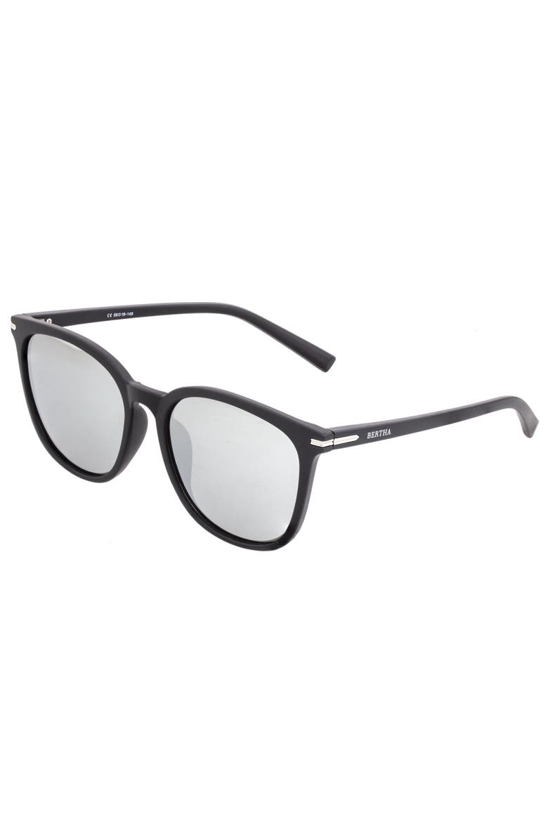 BERTHA Piper Polarized Sunglasses, Main, color, Black/Silver