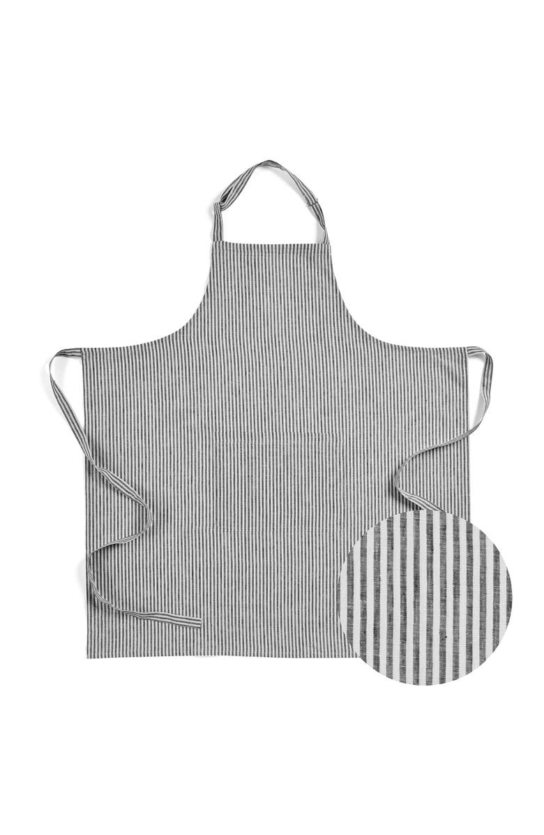 Solino Home Linen Full Midi Apron, 38 x 36 Inch, Main, color, Black And White