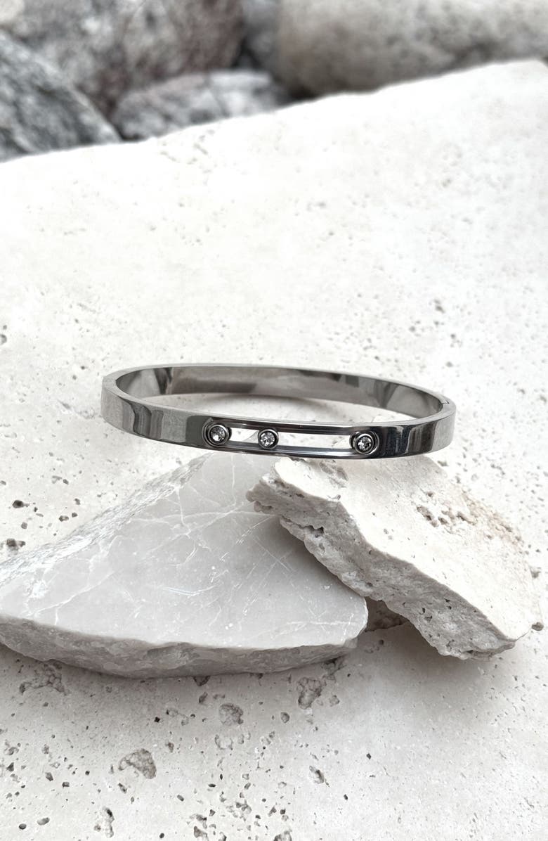 Adornia Tarnish Resistant Cubic Zirconia Bangle Bracelet, Alternate, color, Silver