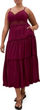 City Chic Ayla Crochet Trim Midi Dress