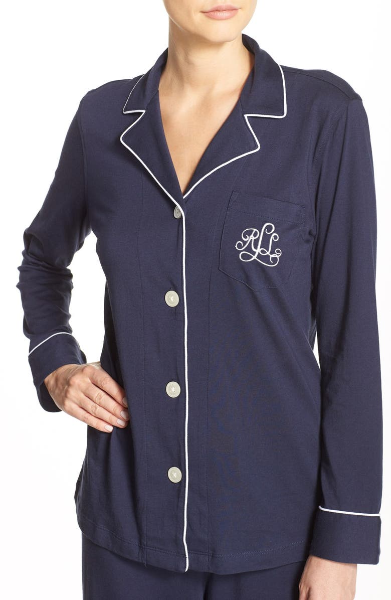 Lauren Ralph Lauren Knit Pajamas, Alternate, color, Windsor Navy