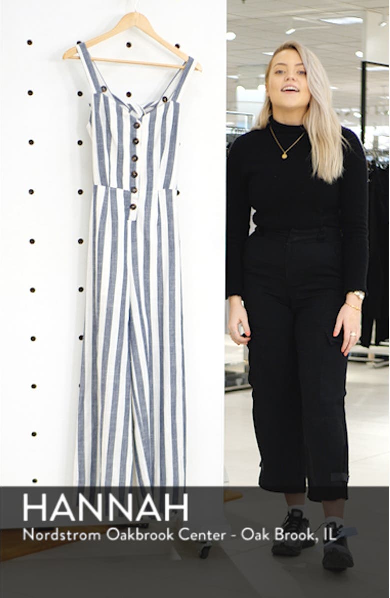 Stripe Cotton & Linen Jumpsuit, sales video thumbnail