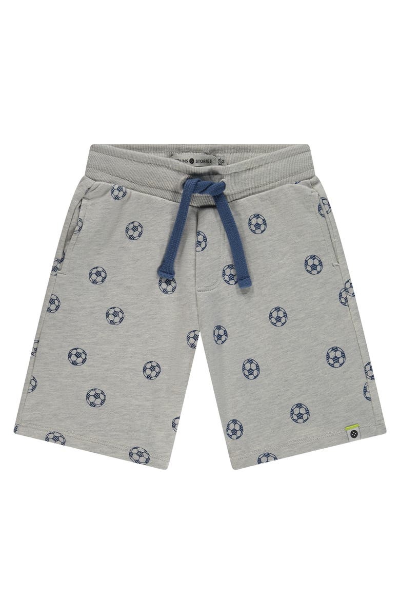 Stains and Stories by Babyface Soccer Print Sweatshort, Main, color, Light Grey Melee