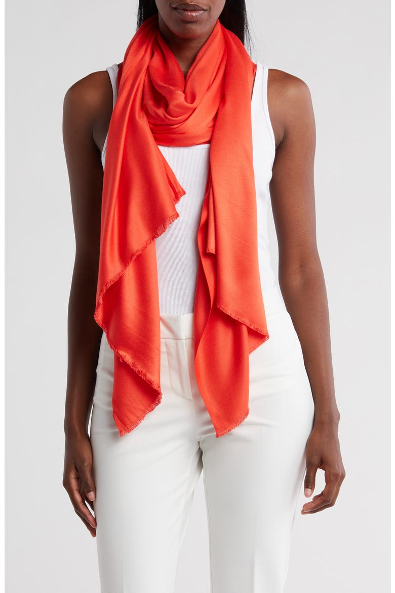 Oversized Satin Pashmina Wrap, Main, color, FIESTA ORANGE