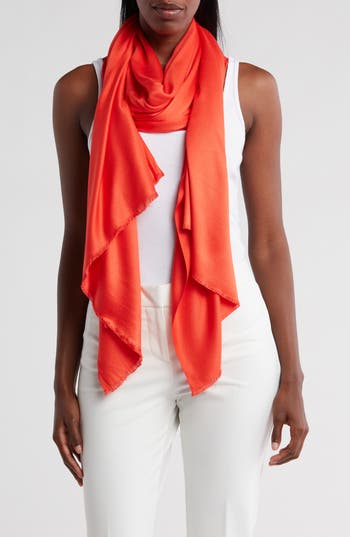 Vince Camuto Oversized Satin Pashmina Wrap In Fiesta Orange