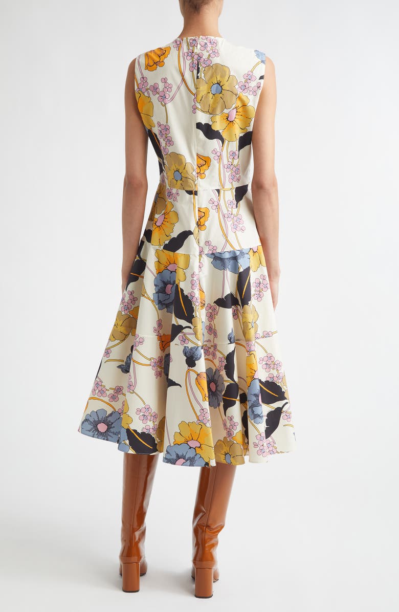 Marni Low Waist Flared Midi Dress, Alternate, color, Mfw08 Bone