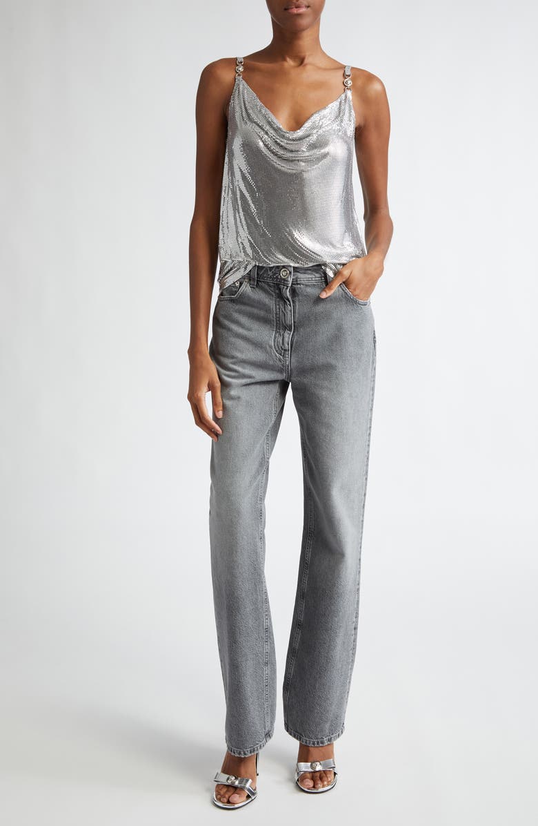 Versace Medusa Cowl Neck Metal Mesh Camisole, Alternate, color, 