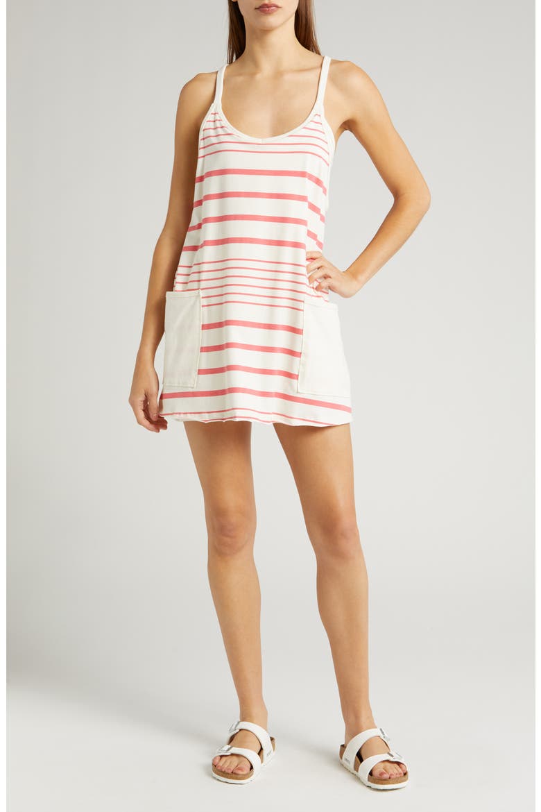 FP Movement Hot Shot Print Stretch Cotton Tank Minidress, Main, color, SPRING STRIPE IVORY