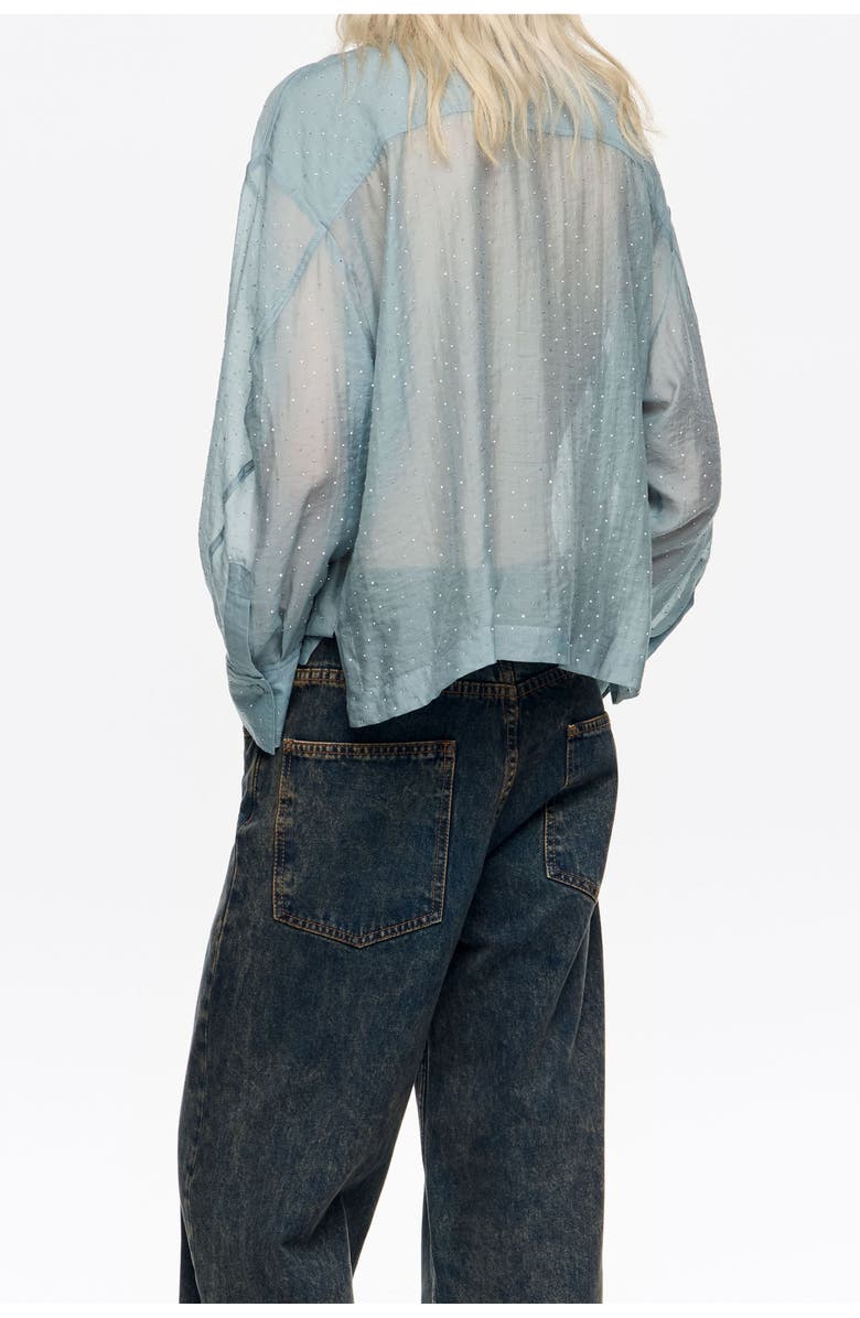 Bimba y Lola Mini Rhinestones Boxy Shirt, Alternate, color, Light Blue