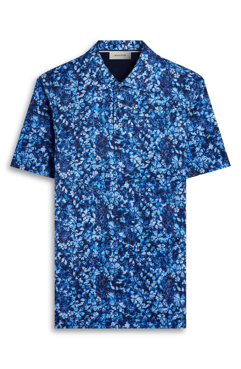Bugatchi Hendrix Digital Floral Print Pima Cotton Polo, Alternate, color, Classic Blue