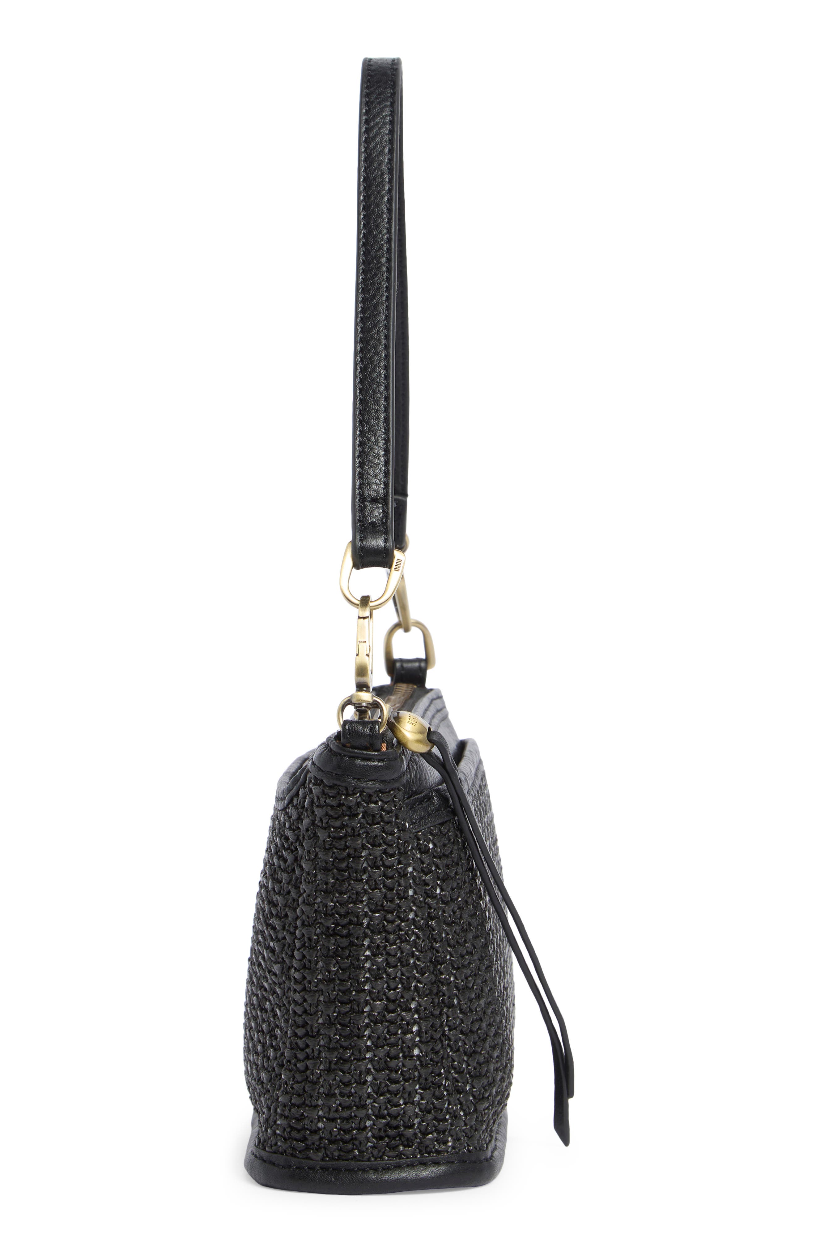 HOBO Cadence Straw Crossbody Bag, Alternate, color, Black