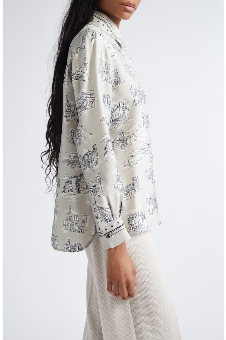 Fado Silk Button-Up Shirt, Alternate, color, SAND