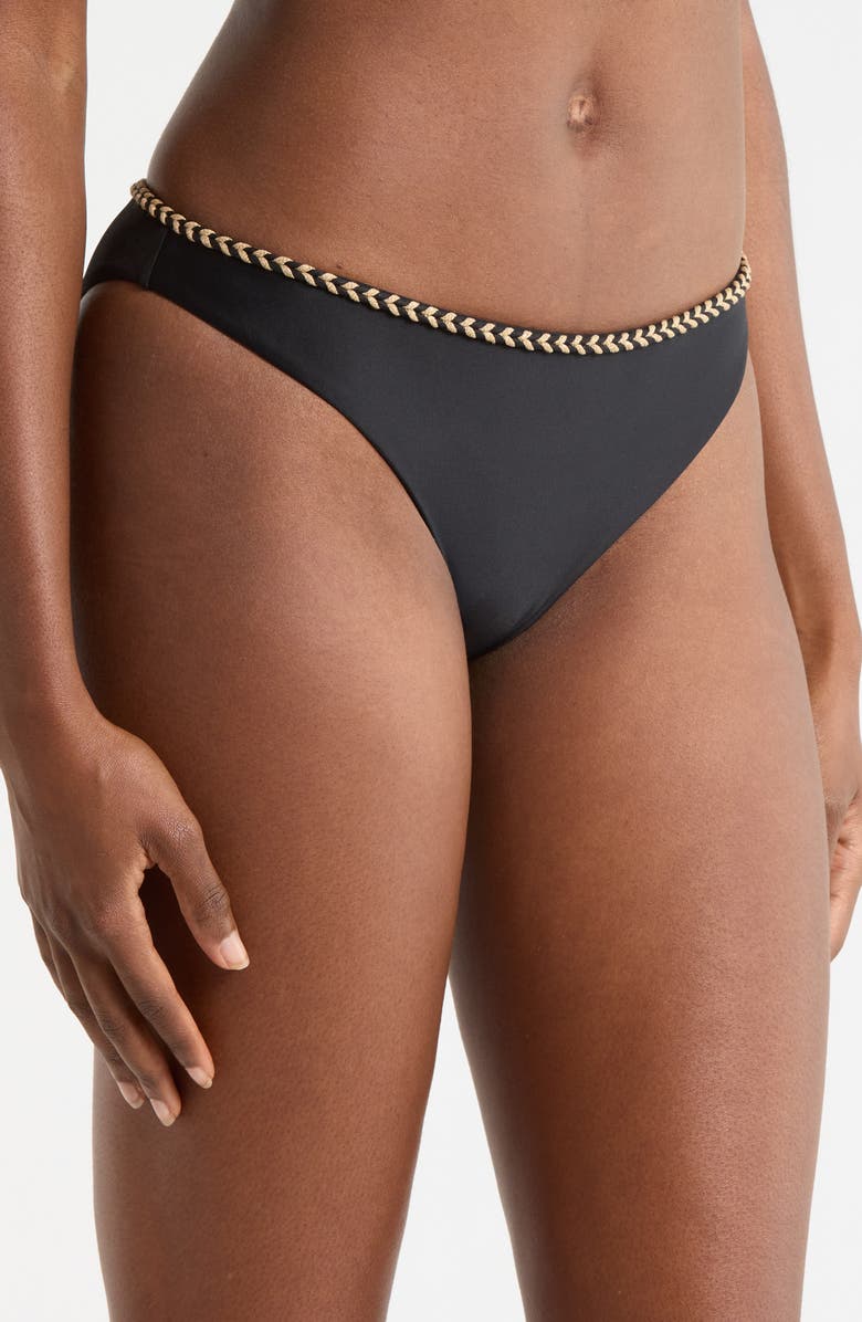 Ramy Brook Isla Braided Bikini Bottoms, Alternate, color, Black