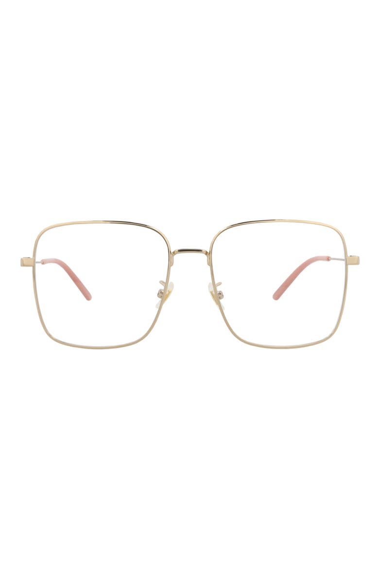 56mm Square Optical Glasses, Main, color, GOLD GOLD TRANSPARENT