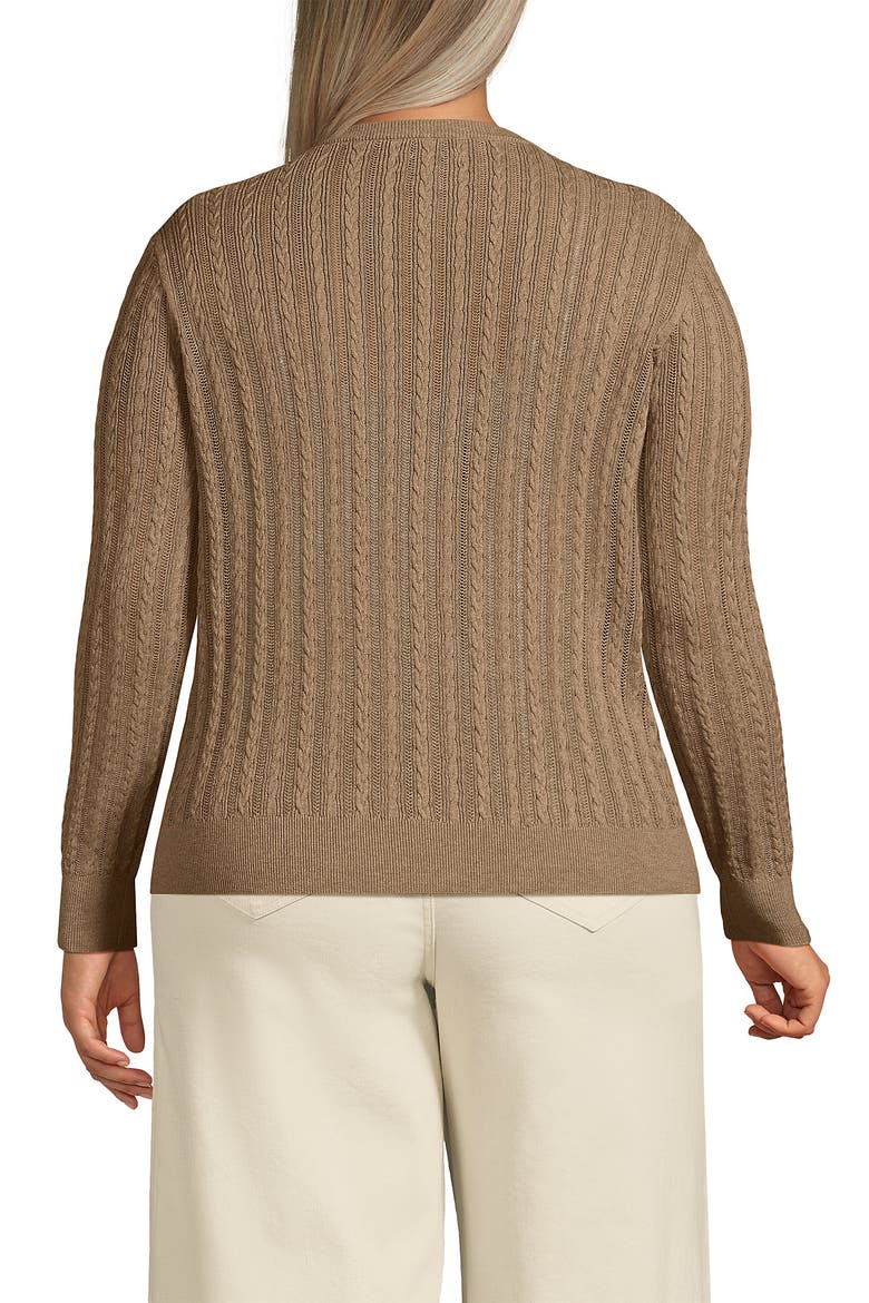 Cotton Pointelle Modern Cardigan Sweater, Alternate, color, Vicuna Heather