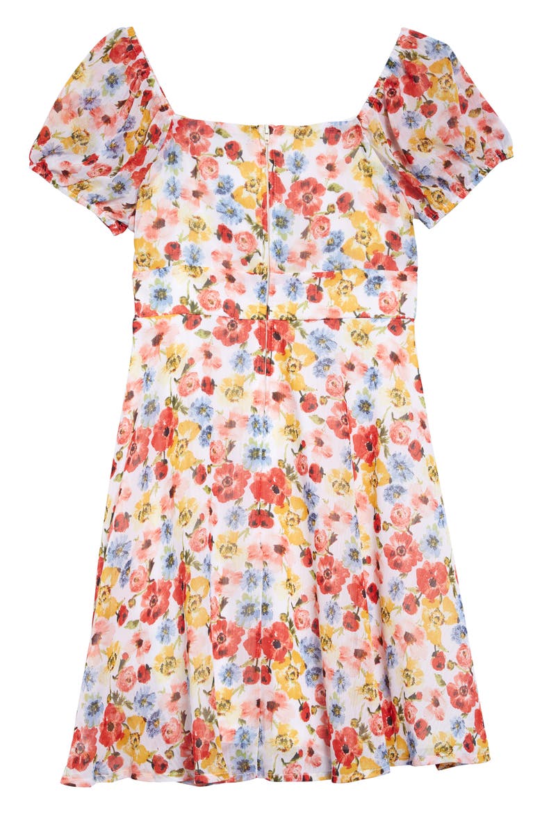 Floral Chiffon Dress, Alternate, color, IVORY FLORAL