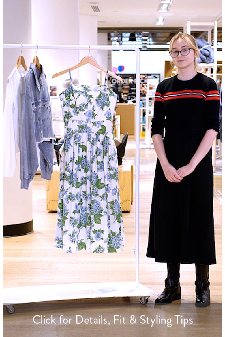 Floral Fold Over Neck Drop Waist Cotton Midi Sundress video