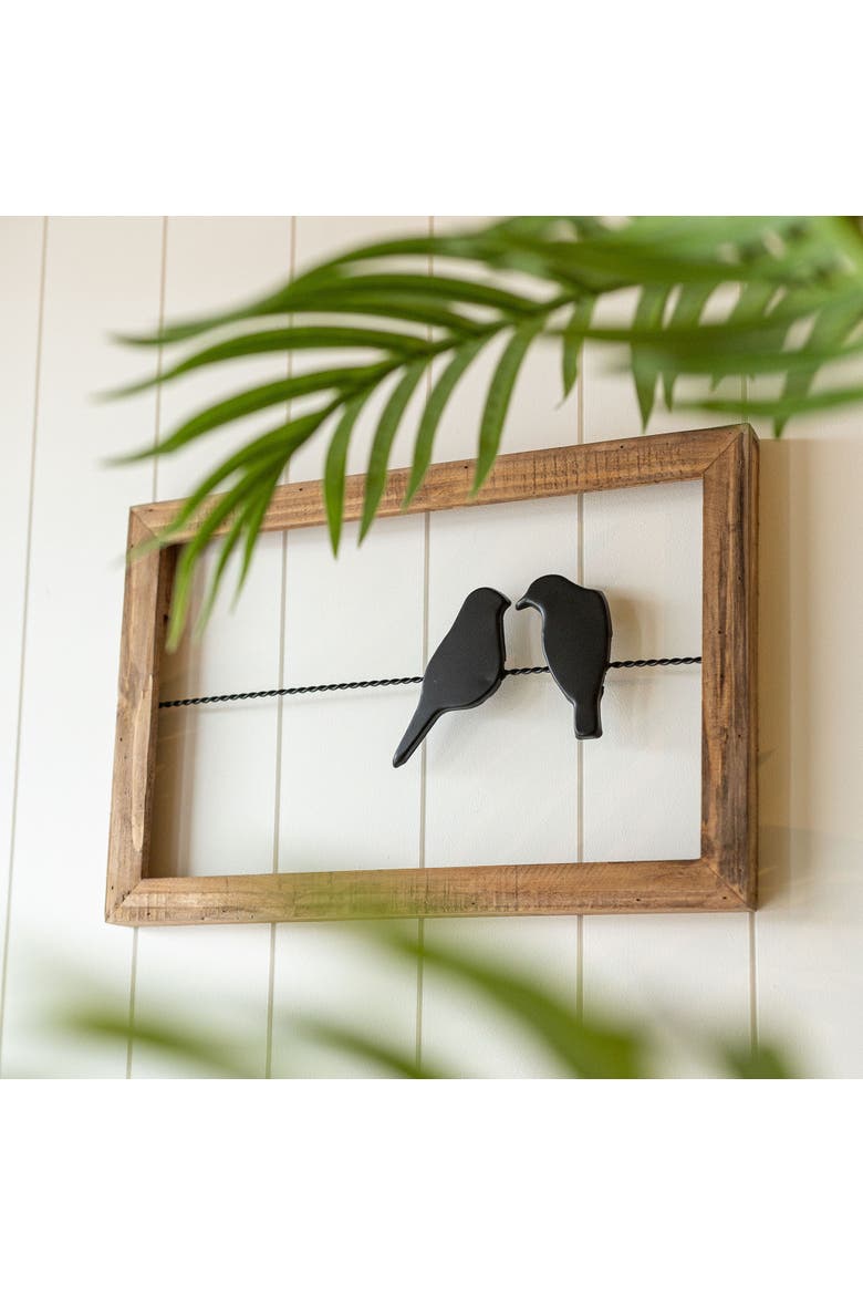 18 x 12 inch Rustic Birds On A Wire Wood And Metal Wall Decor, Alternate, color, Brown