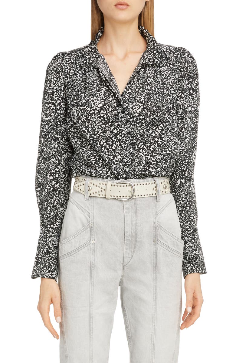 Isabel Marant Paisley Print Silk Blouse, Main, color,