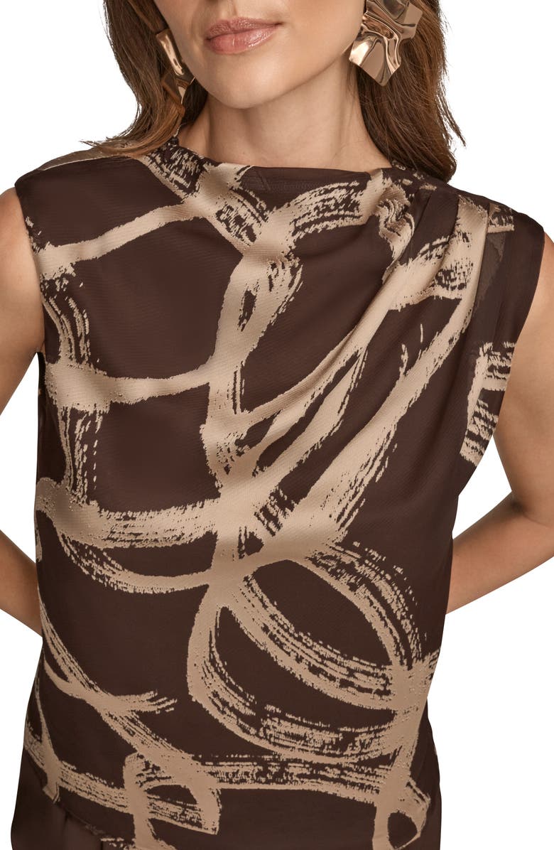 Donna Karan New York Burnout Gathered Shoulder Top, Alternate, color, Choclate