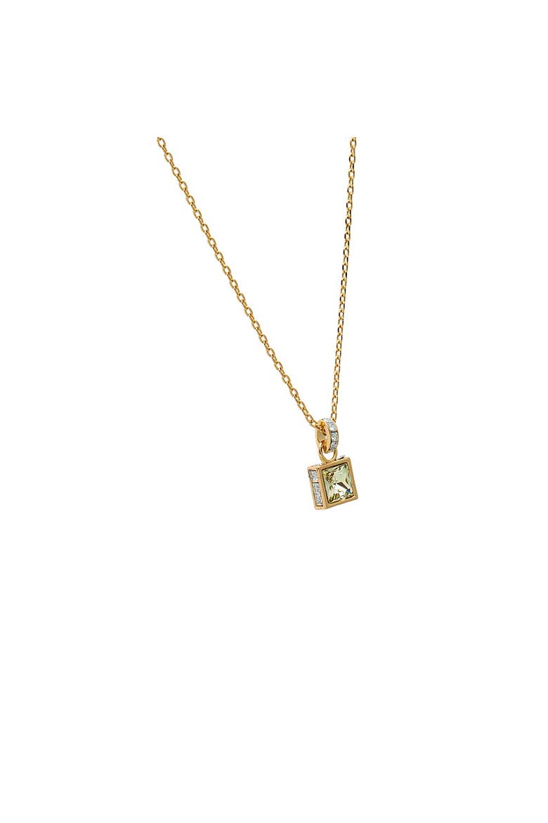 Yellow Citrine Square X Baguette Pendant Necklace, Alternate, color, Light Green