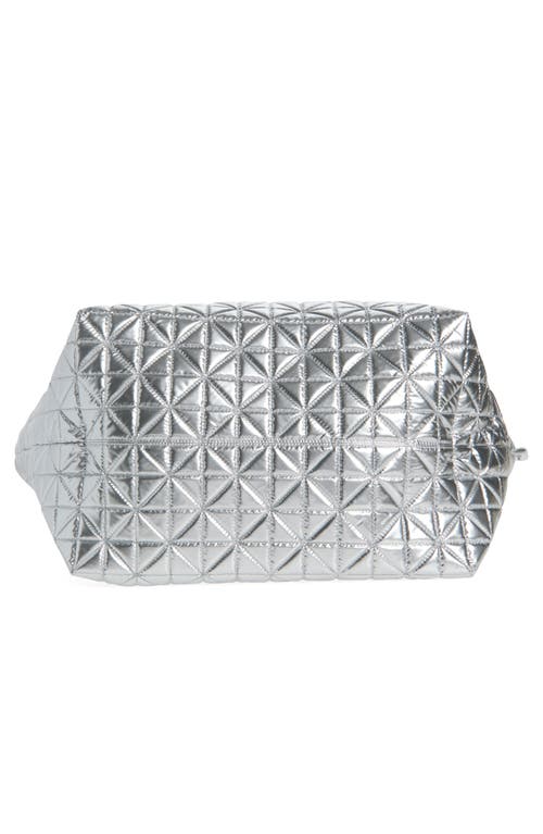 Veecollective Vee Weekender Water Resistant Quilted Recycled Nylon Tote In Silver