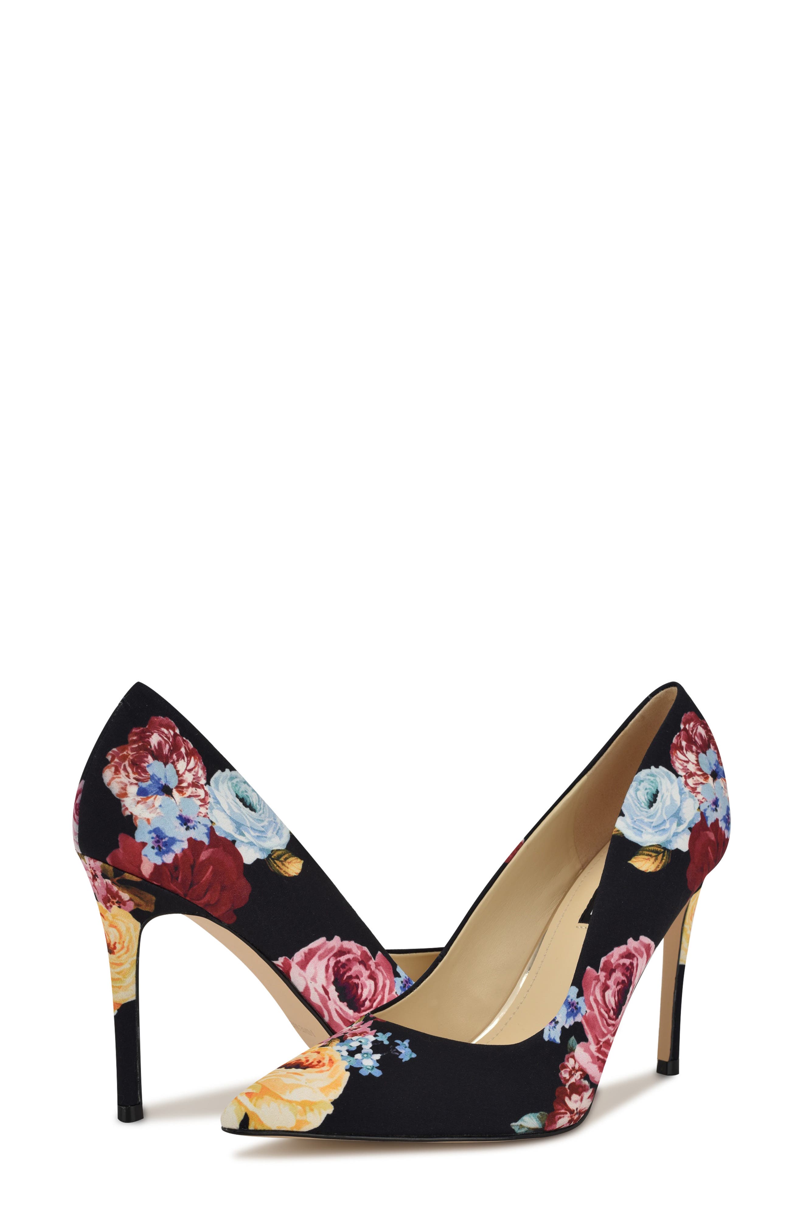 Nine West Fresh Pointed Toe Pump, Alternate, color, Black Floral