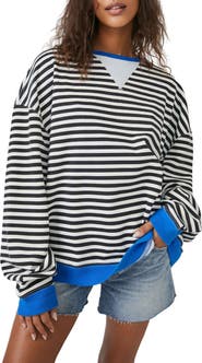 Free People Oversize Stripe Sweatshirt