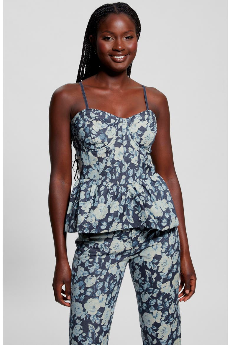Margaux Denim Corset with Removable Straps, Alternate, color, INDIGO ROSE RAPTURE