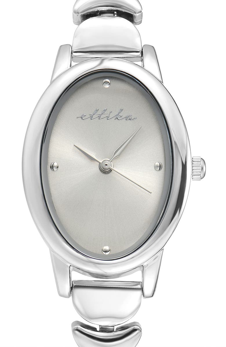 Ettika Oval Modern Bracelet Watch, 24mm x 31mm, Alternate, color, Bone And Silver