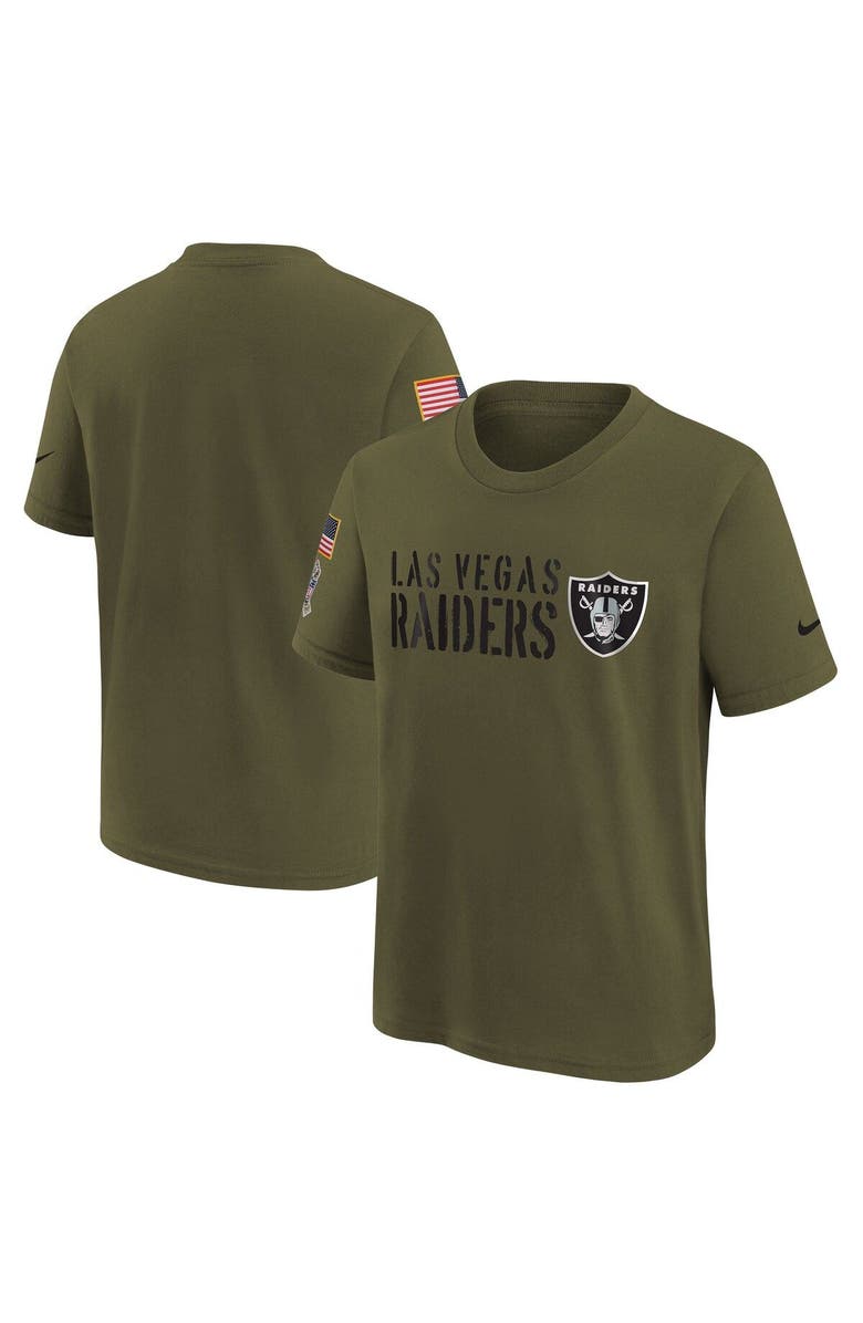 Nike Youth Nike Olive Las Vegas Raiders 2022 Salute To Service Legend T-Shirt, Main, color, 