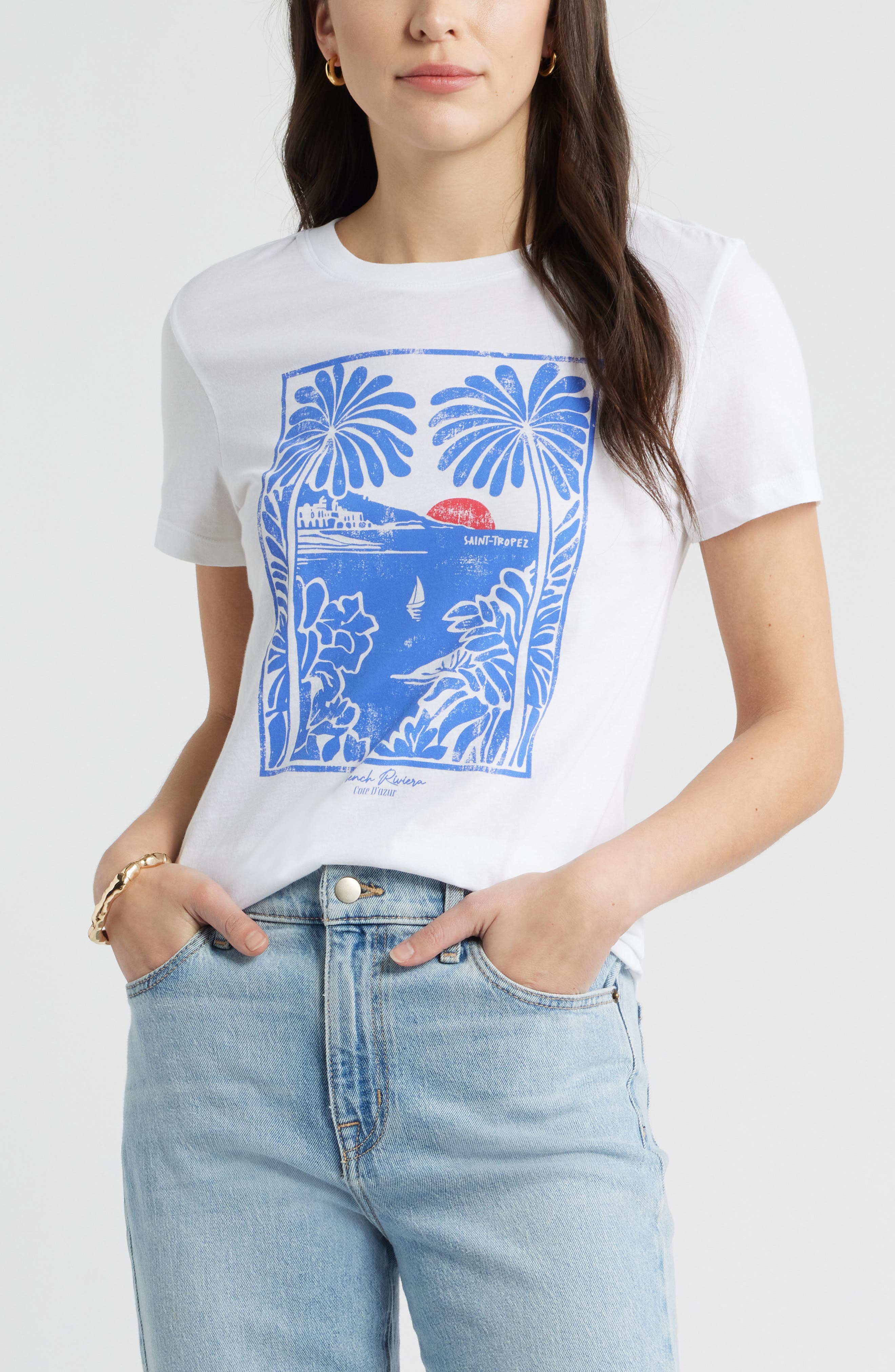 selected WHITE PALM BLOCK PRINT