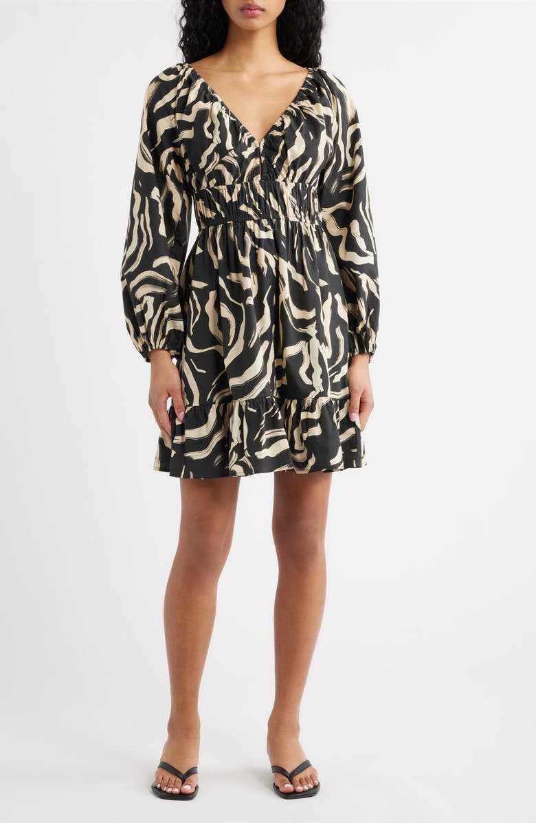 Rails Krina Long Sleeve Brushstroke Print Dress, Main, color, Caicos