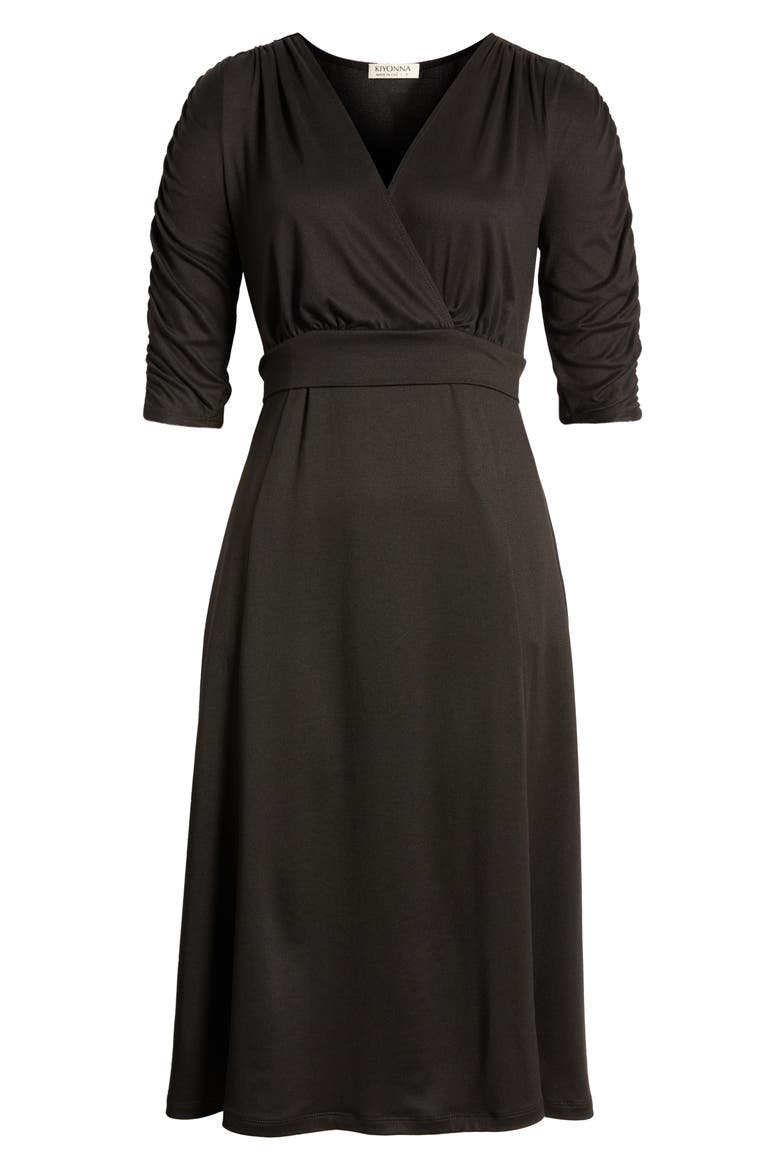 Essential Midi Wrap Dress, Alternate, color, BLACK NOIR