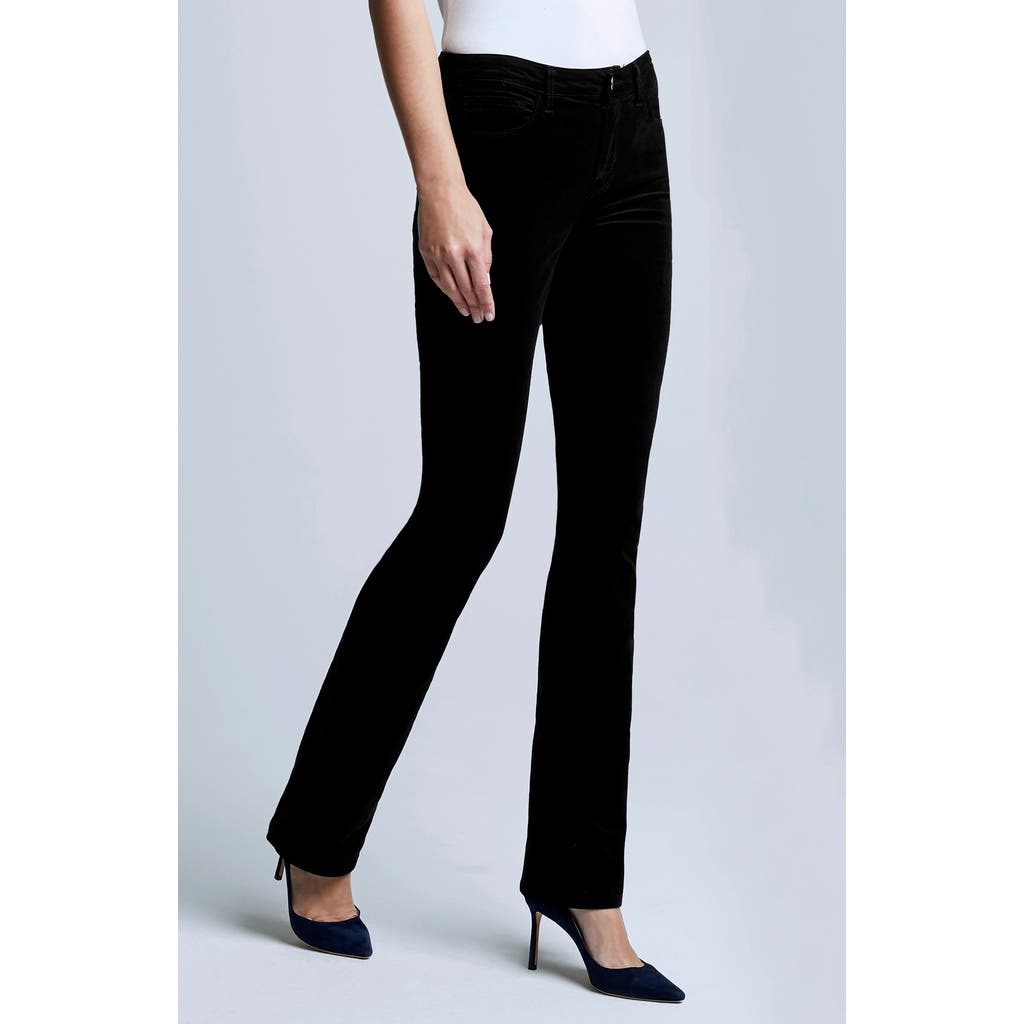 L'agence Stevie High Waist Straight Leg Velvet Pants In Black