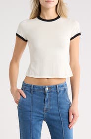 Simkhai Carmen Ringer Cotton & Linen Blend Knit T-Shirt