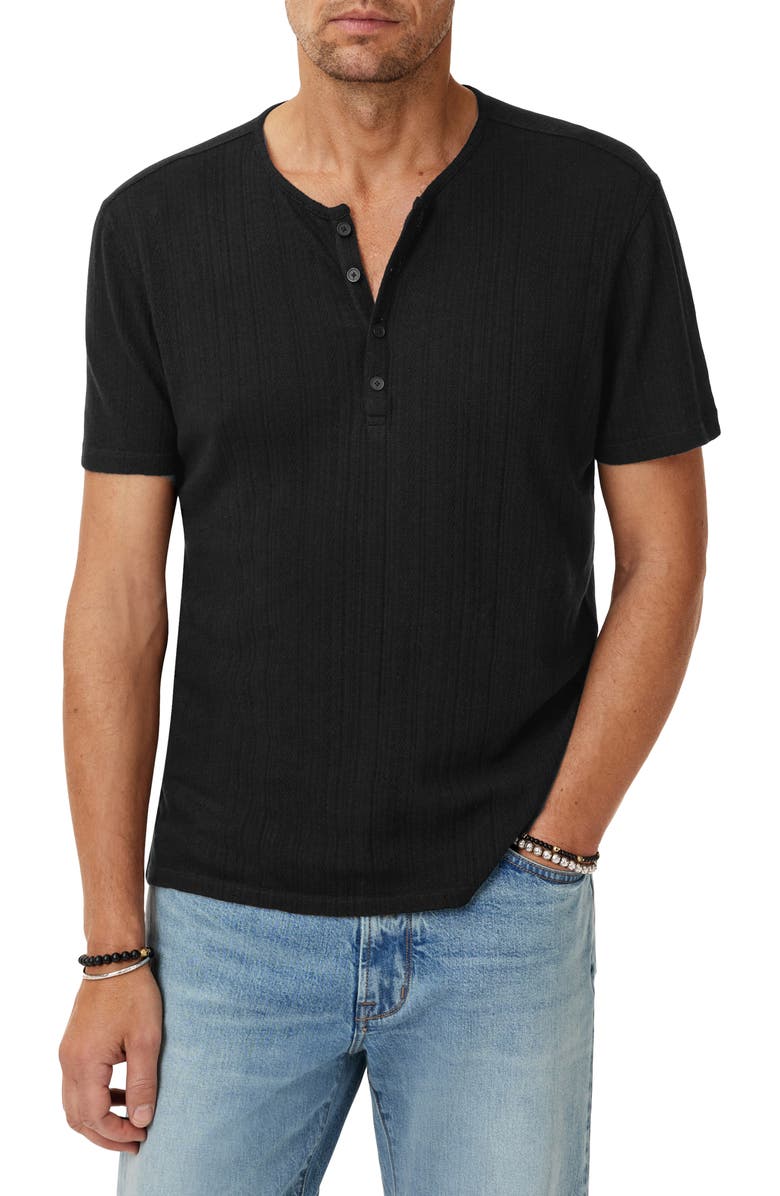 John Varvatos Ciel Variegated Rib Henley, Main, color, Black