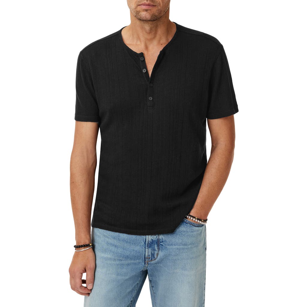 John Varvatos Ciel Variegated Rib Henley In Black