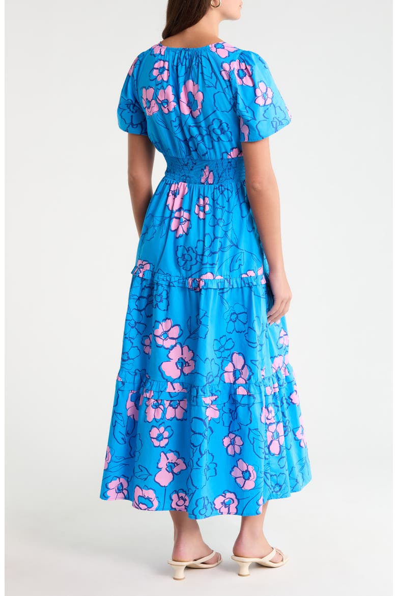 Palmer Cotton Poplin Tiered Maxi Dress, Alternate, color, BLUES-PINK